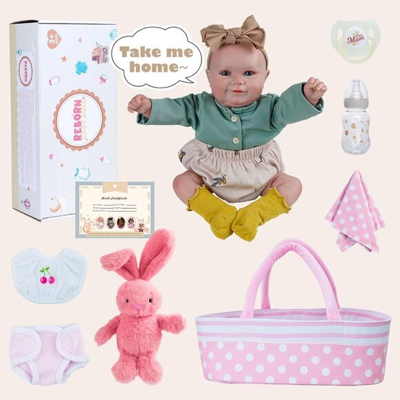 🆕20Inch Realistic Soft Vinyl With Weighted Cloth Body Elmer Girl Reborn Baby - Picture 8 of 10
